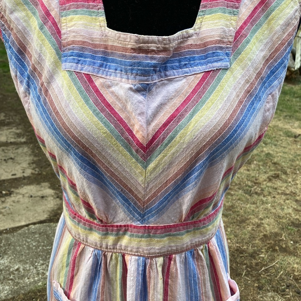 Retro Striped Pastel Wrap Around Dress